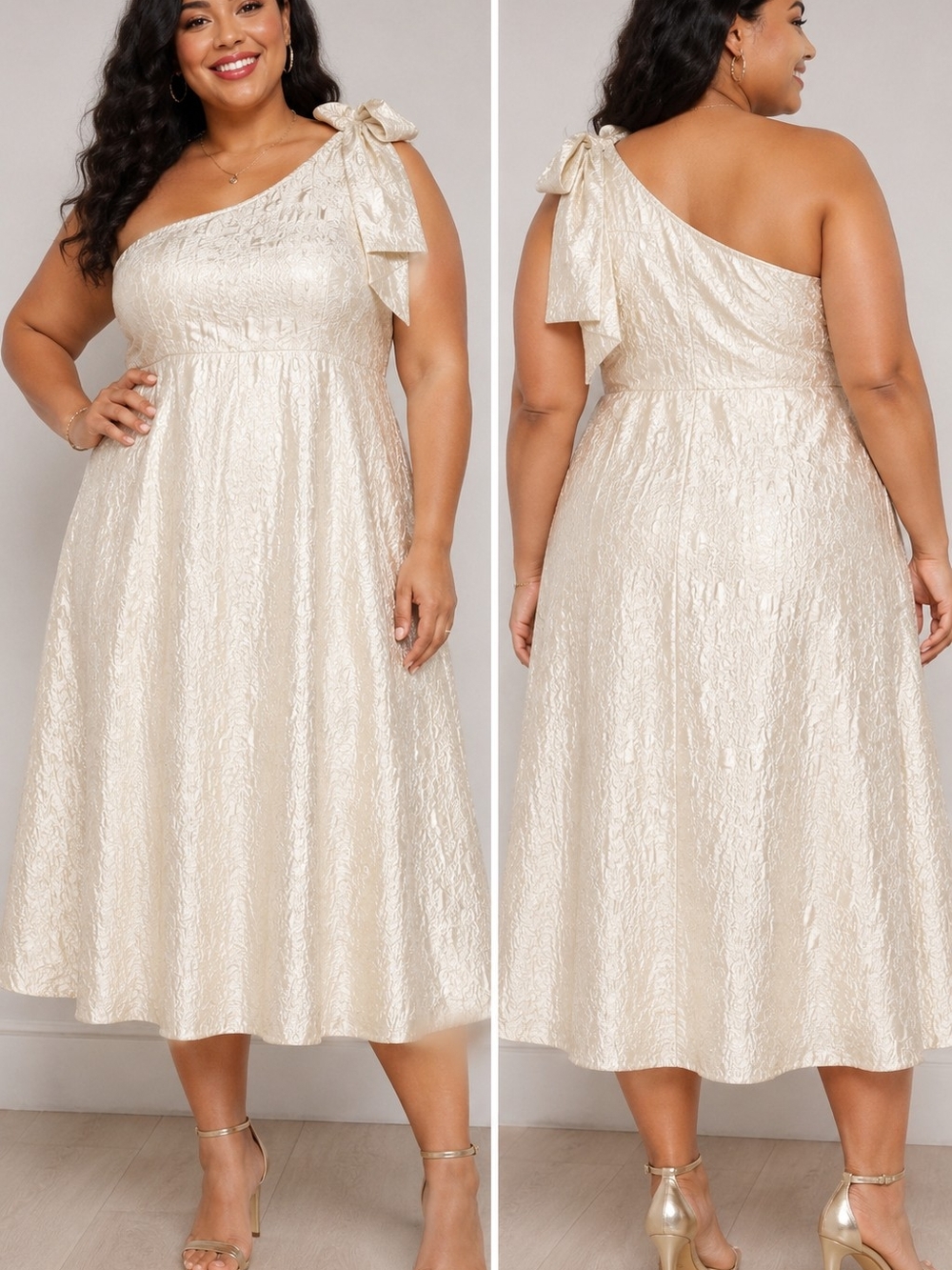 Abbey Glass One-Shoulder Jacquard Dress